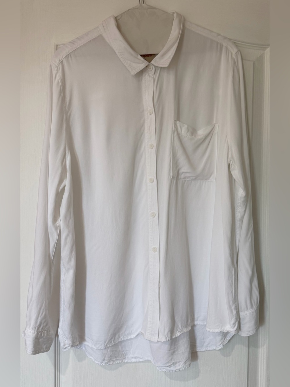 Women's White Button-Down Shirt with Chest Pocket